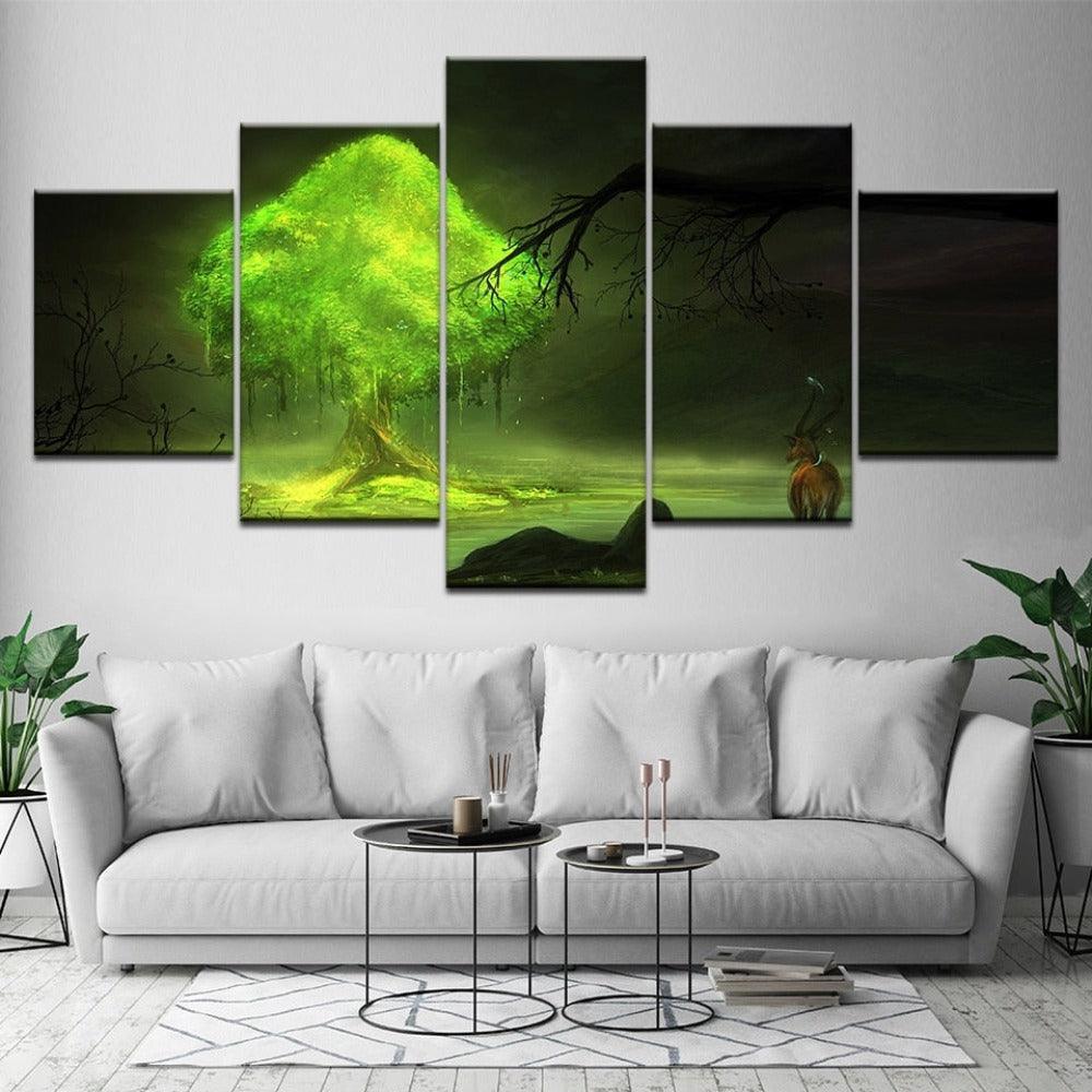 Tree 5 Piece HD Multi Panel Canvas Wall Art-Original Frame