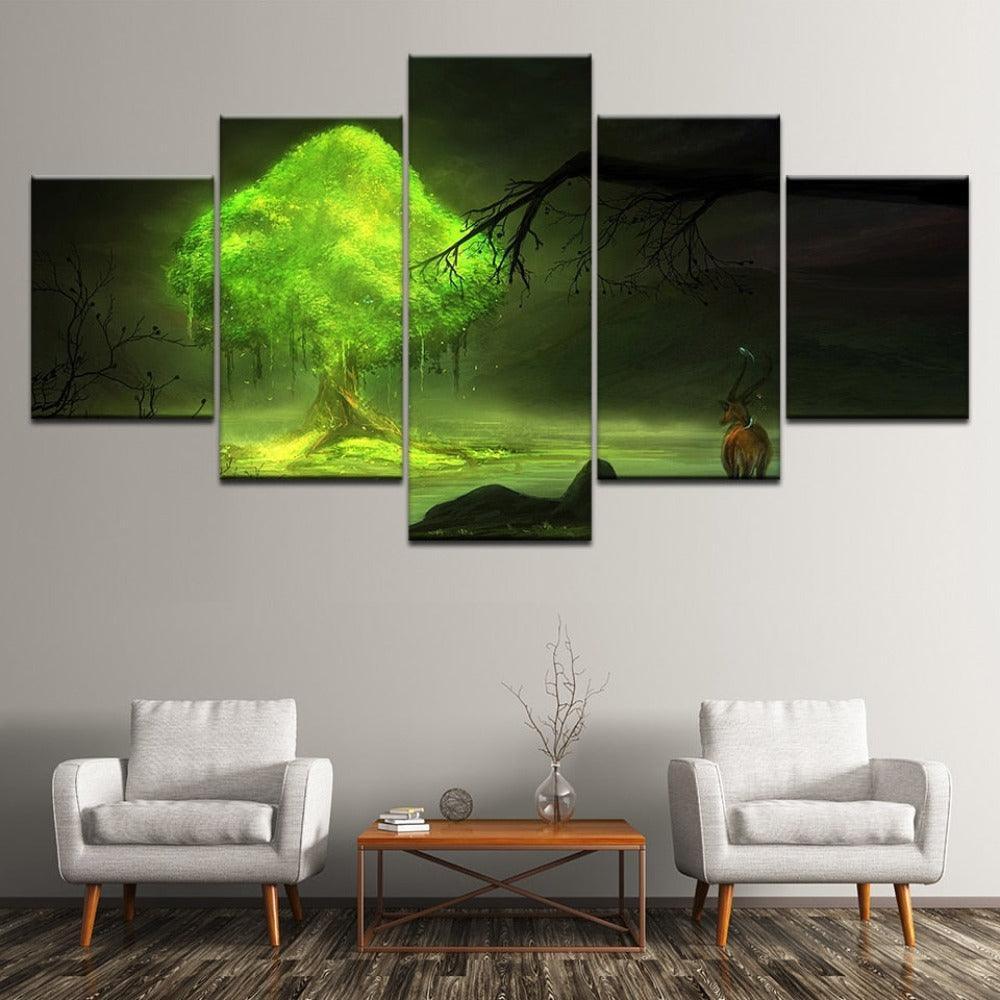 Tree 5 Piece HD Multi Panel Canvas Wall Art-Original Frame