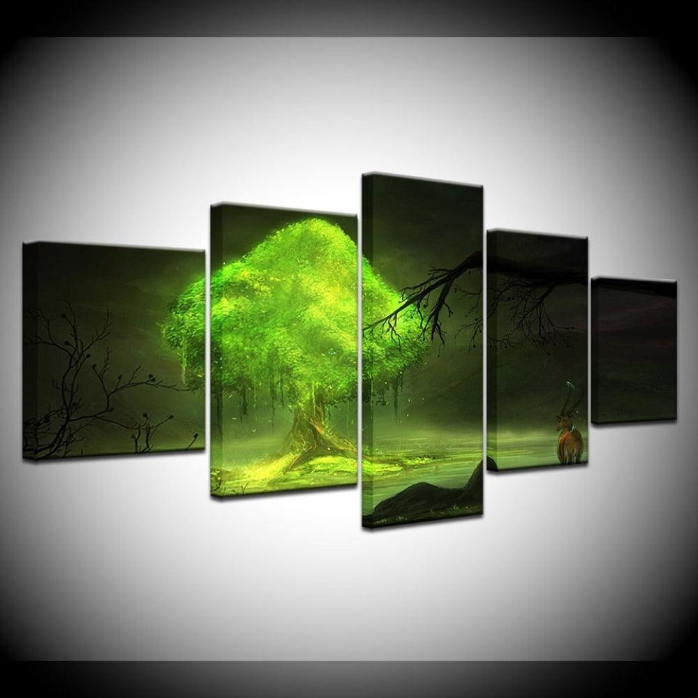 Tree 5 Piece HD Multi Panel Canvas Wall Art-Original Frame