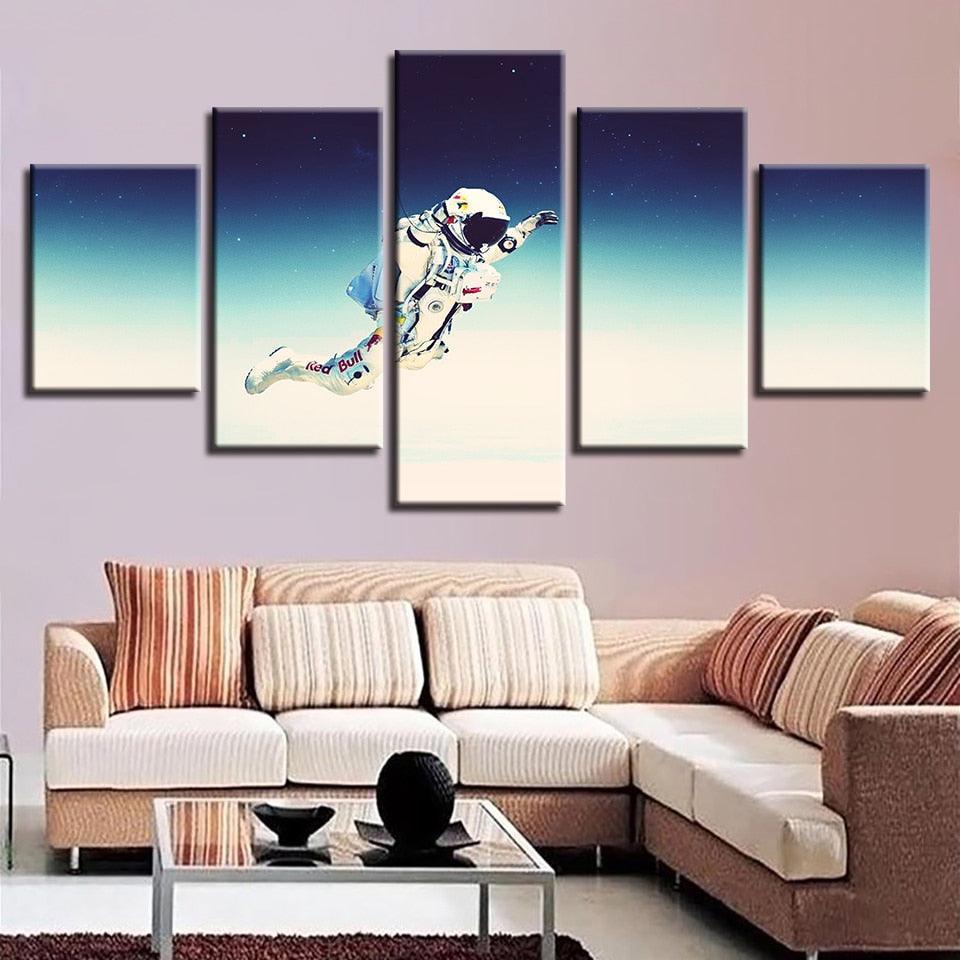 Flying Astronaut 5 Piece HD Multi Panel Canvas Wall Art Frame-Original Frame