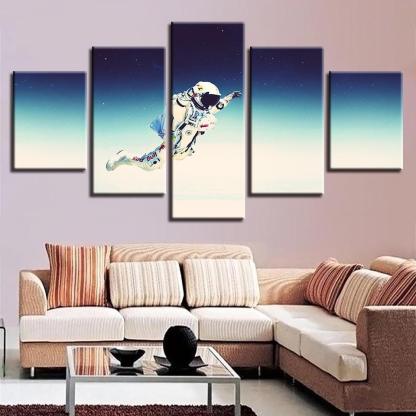 Flying Astronaut 5 Piece HD Multi Panel Canvas Wall Art Frame-Original Frame