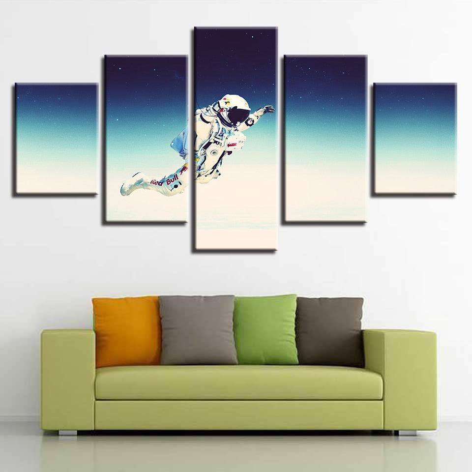 Flying Astronaut 5 Piece HD Multi Panel Canvas Wall Art Frame-Original Frame