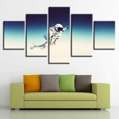 Flying Astronaut 5 Piece HD Multi Panel Canvas Wall Art Frame-Original Frame