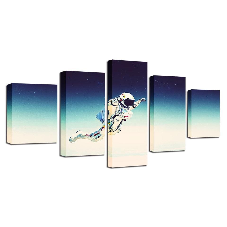 Flying Astronaut 5 Piece HD Multi Panel Canvas Wall Art Frame-Original Frame