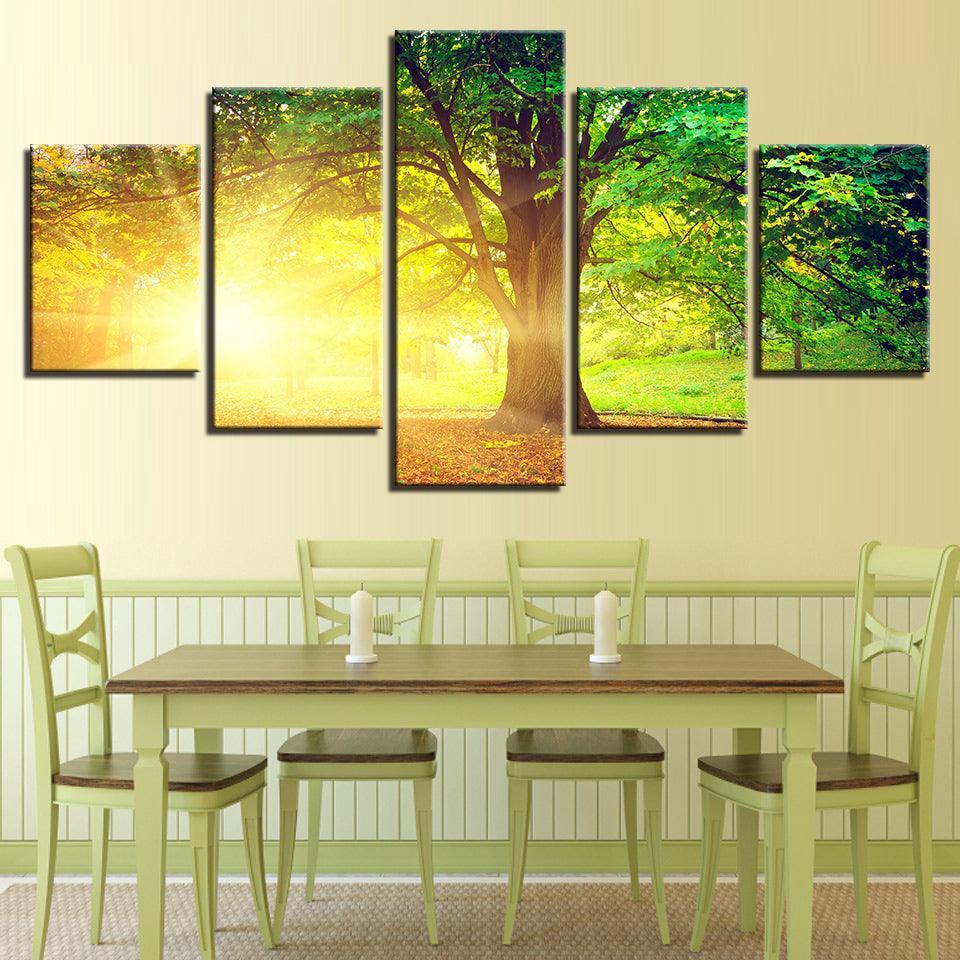 Big Willow Tree 5 Piece HD Multi Panel Canvas Wall Art Frame-Original Frame