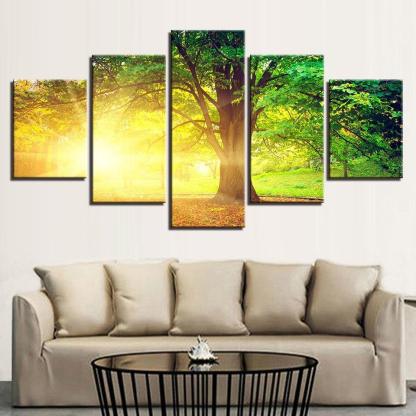 Big Willow Tree 5 Piece HD Multi Panel Canvas Wall Art Frame-Original Frame