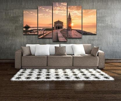Harbour Tower 5 Piece HD Multi Panel Canvas Wall Art Frame-Original Frame