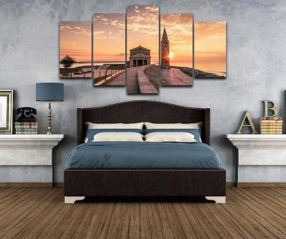 Harbour Tower 5 Piece HD Multi Panel Canvas Wall Art Frame-Original Frame
