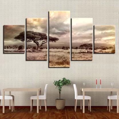 Trees And Sunshine 5 Piece HD Multi Panel Canvas Wall Art Frame-Original Frame