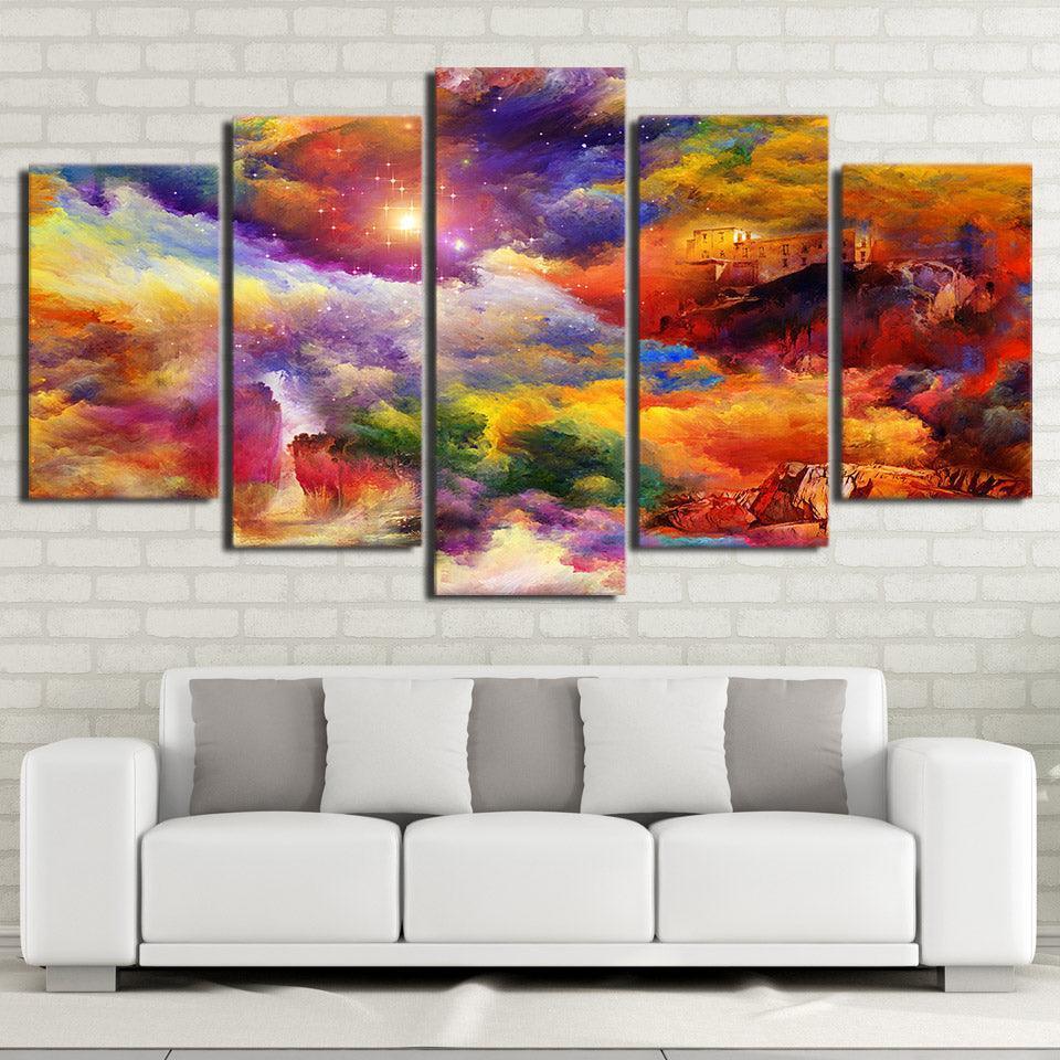 Abstract Graffiti 5 Piece HD Multi Panel Canvas Wall Art Frame-Original Frame
