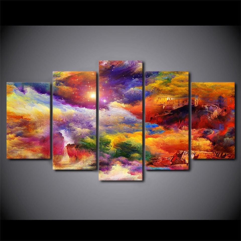 Abstract Graffiti 5 Piece HD Multi Panel Canvas Wall Art Frame-Original Frame