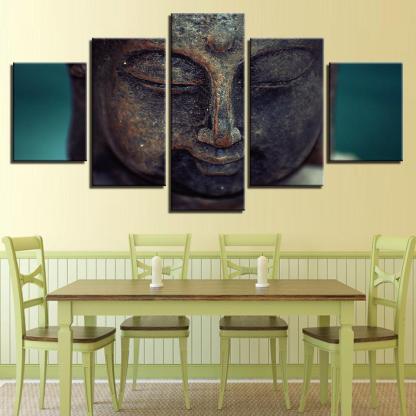 Lord Buddha 5 Piece HD Multi Panel Canvas Wall Art Frames-Original Frame