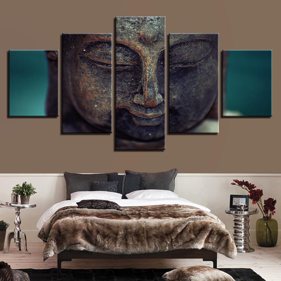 Lord Buddha 5 Piece HD Multi Panel Canvas Wall Art Frames-Original Frame