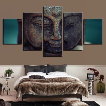 Lord Buddha 5 Piece HD Multi Panel Canvas Wall Art Frames-Original Frame