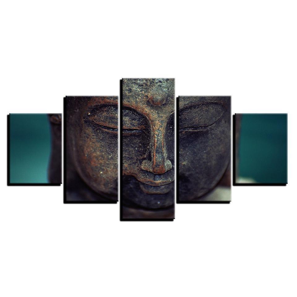 Lord Buddha 5 Piece HD Multi Panel Canvas Wall Art Frames-Original Frame