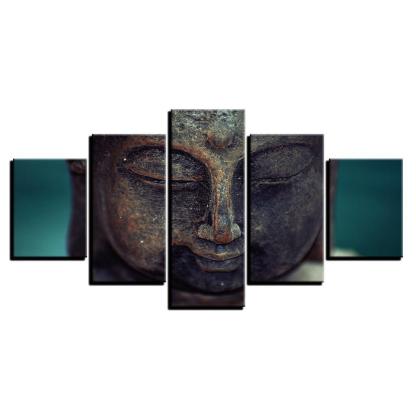 Lord Buddha 5 Piece HD Multi Panel Canvas Wall Art Frames-Original Frame