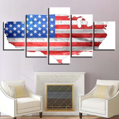American Flag 5 Piece HD Classical Multi Panel Canvas Wall Art Frame-Original Frame