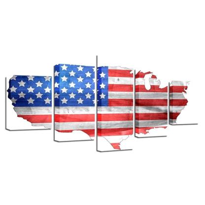 American Flag 5 Piece HD Classical Multi Panel Canvas Wall Art Frame-Original Frame
