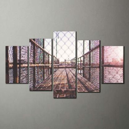 Modern Iron Bridge 5 Piece HD Multi Panel Canvas Wall Art Frame-Original Frame