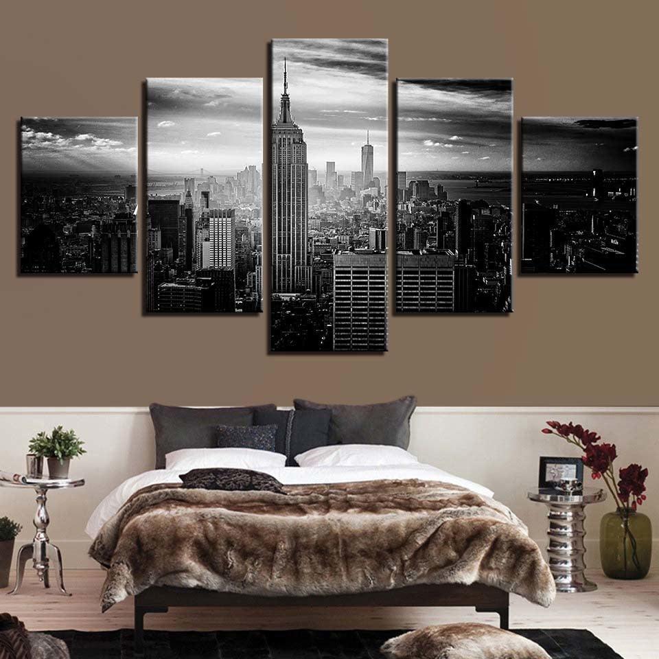 New York City 5 Piece HD Multi Panel Canvas Wall Art Frame-Original Frame