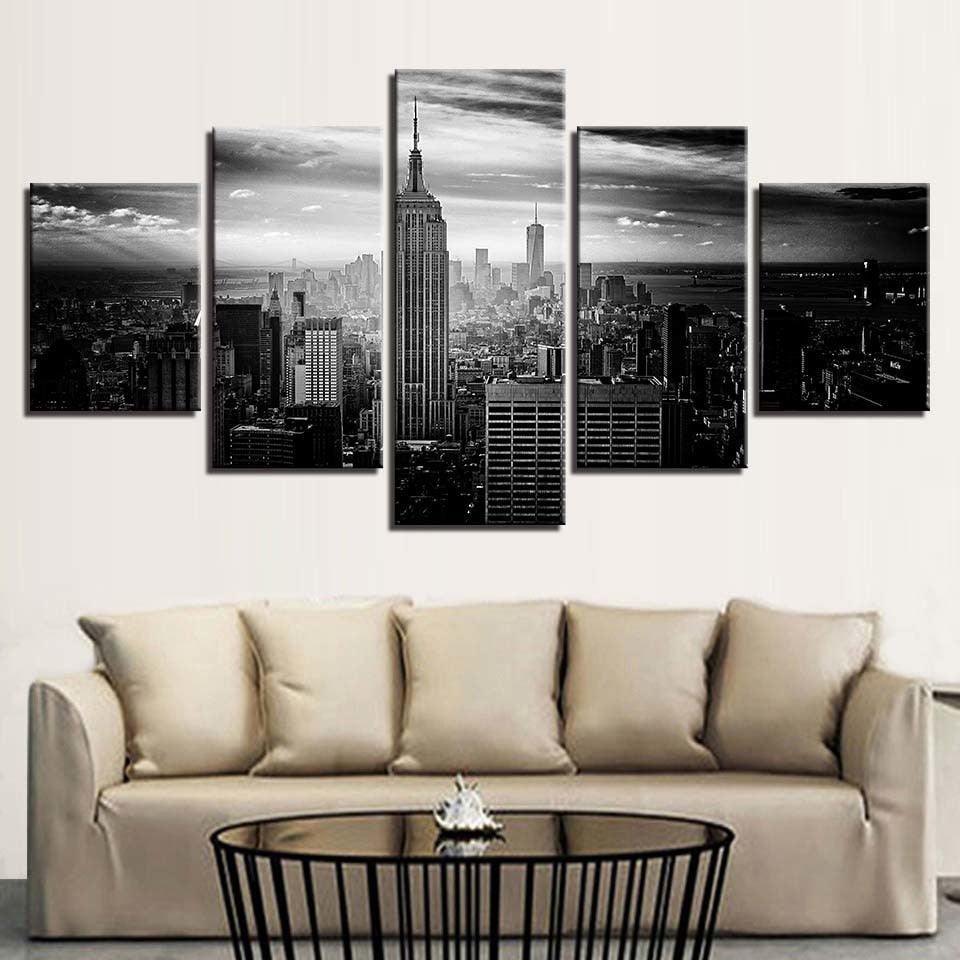 New York City 5 Piece HD Multi Panel Canvas Wall Art Frame-Original Frame