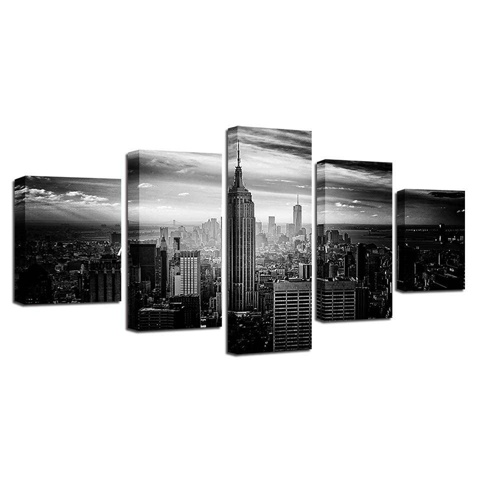 New York City 5 Piece HD Multi Panel Canvas Wall Art Frame-Original Frame