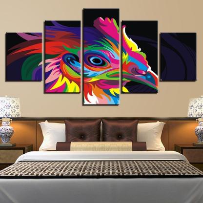 Rainbow Graffiti Eagle 5 Piece HD Multi Panel Canvas Wall Art-Original Frame