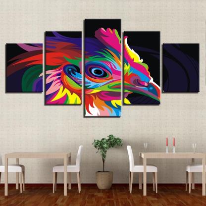 Rainbow Graffiti Eagle 5 Piece HD Multi Panel Canvas Wall Art-Original Frame