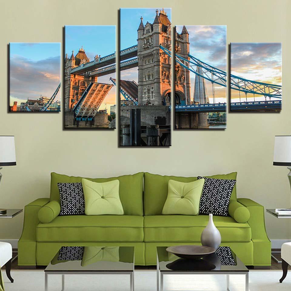 London Bridge 5 Piece HD Multi Panel Canvas Wall Art Frame-Original Frame