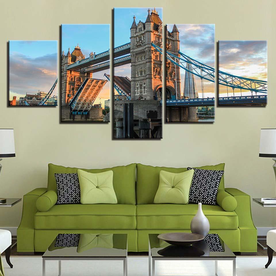 London Bridge 5 Piece HD Multi Panel Canvas Wall Art Frame-Original Frame
