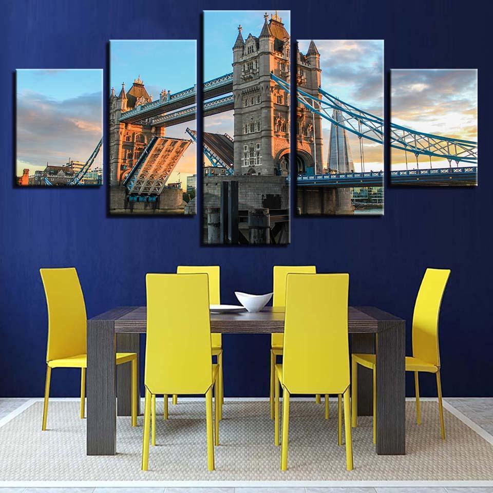London Bridge 5 Piece HD Multi Panel Canvas Wall Art Frame-Original Frame