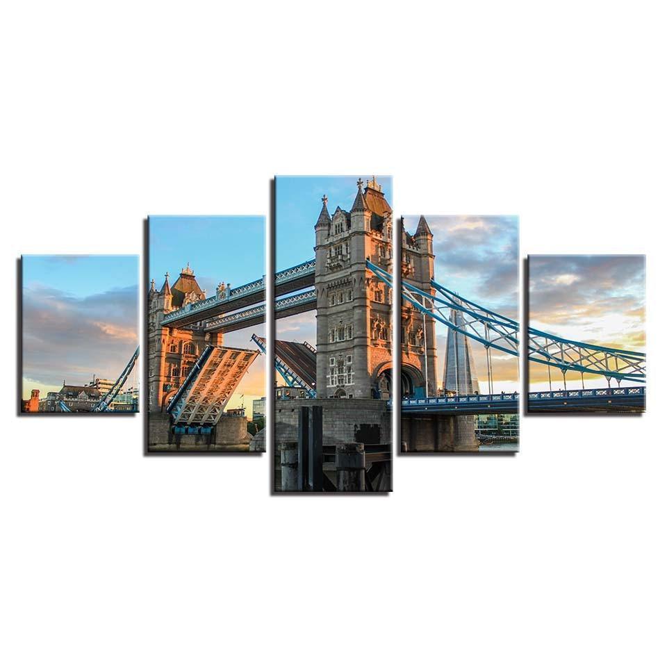 London Bridge 5 Piece HD Multi Panel Canvas Wall Art Frame-Original Frame