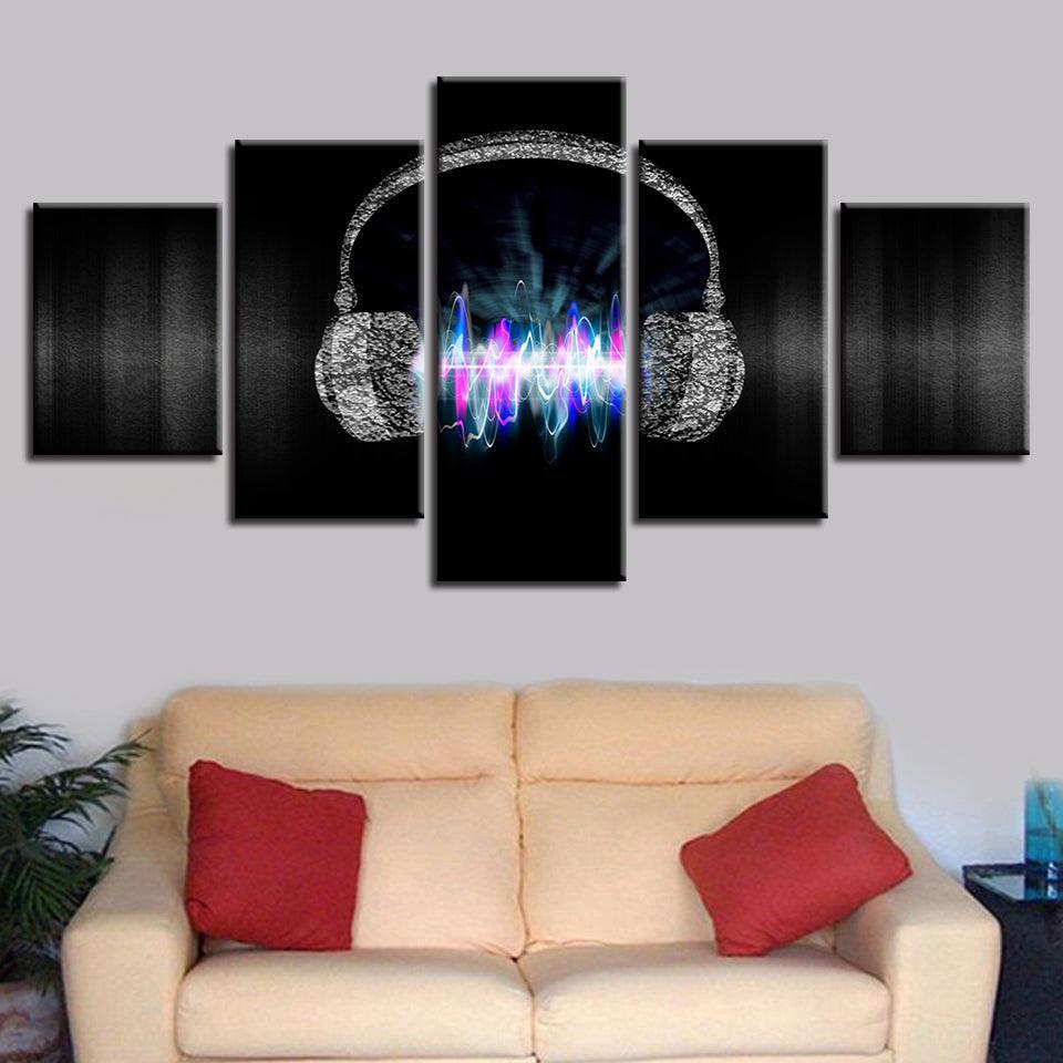 Magic Cool Music Headset 5 Piece HD Multi Panel Canvas Wall Art Frame-Original Frame