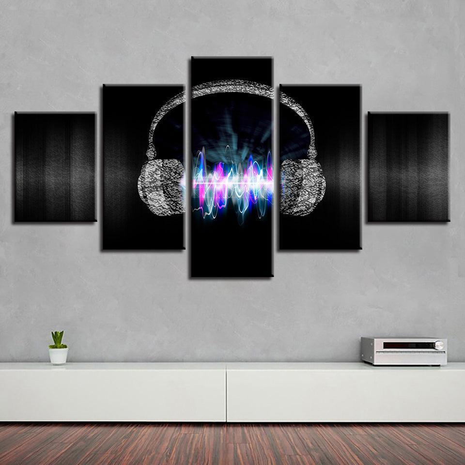 Magic Cool Music Headset 5 Piece HD Multi Panel Canvas Wall Art Frame-Original Frame
