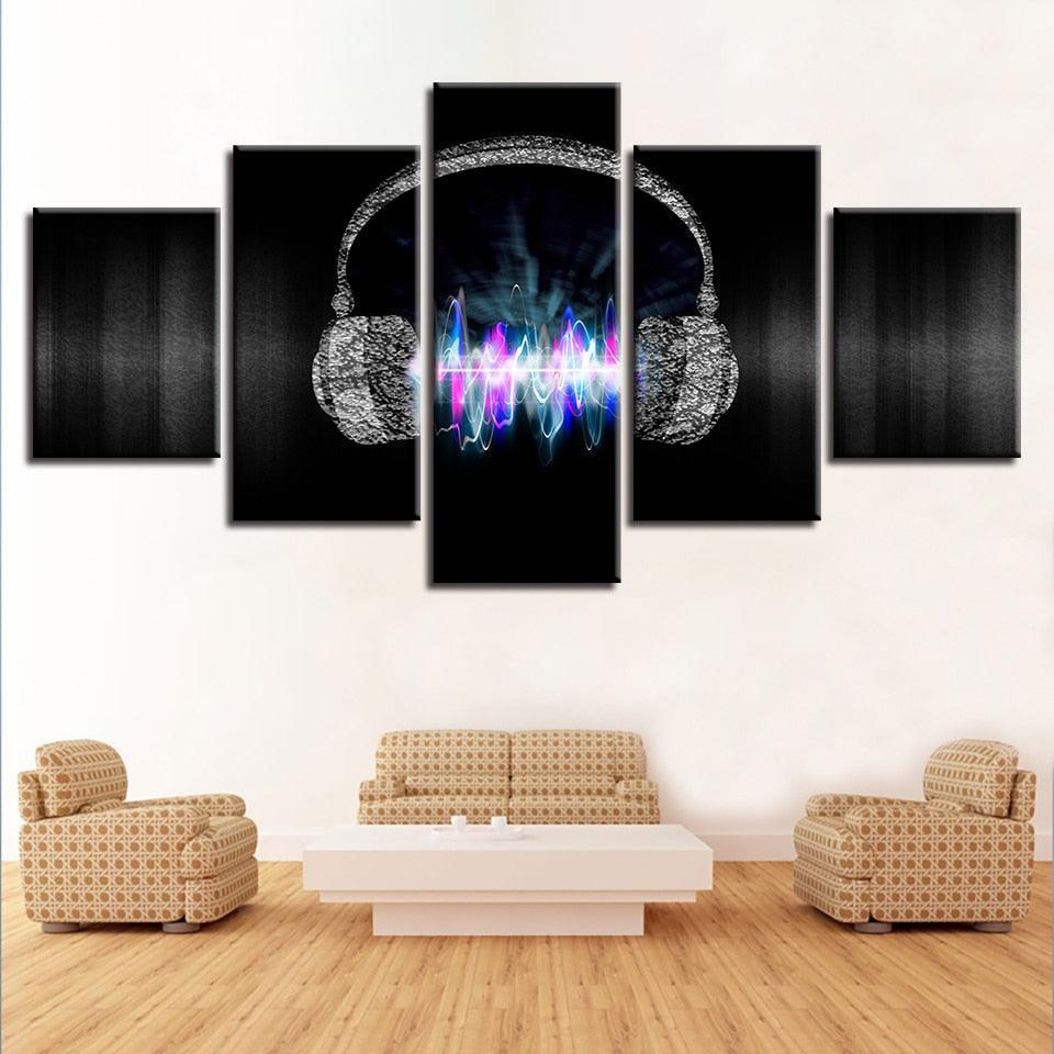 Magic Cool Music Headset 5 Piece HD Multi Panel Canvas Wall Art Frame-Original Frame