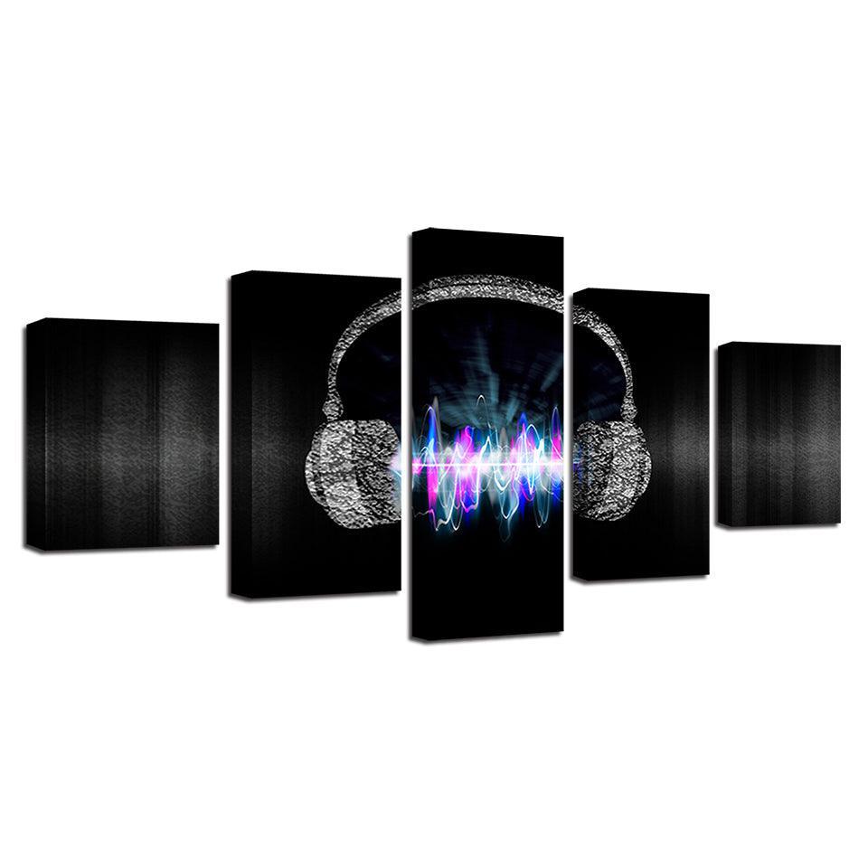 Magic Cool Music Headset 5 Piece HD Multi Panel Canvas Wall Art Frame-Original Frame