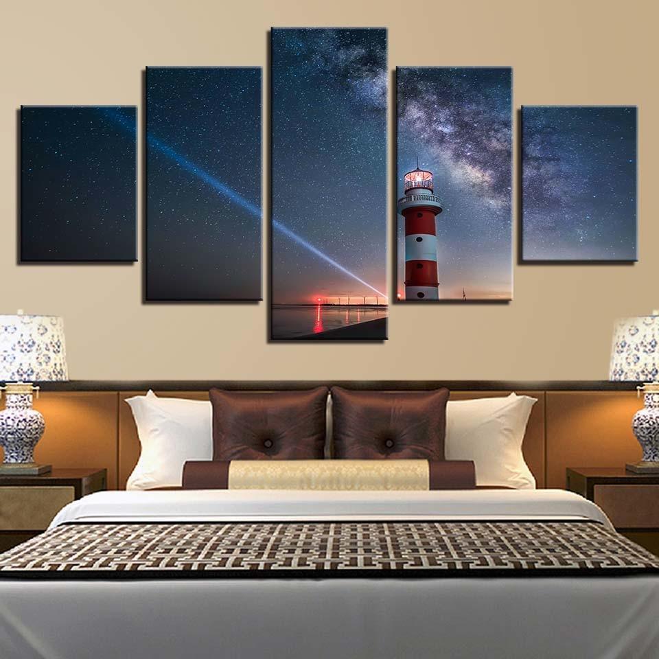Beautiful Star Sky 5 Piece HD Multi Panel Canvas Wall Art Frame-Original Frame