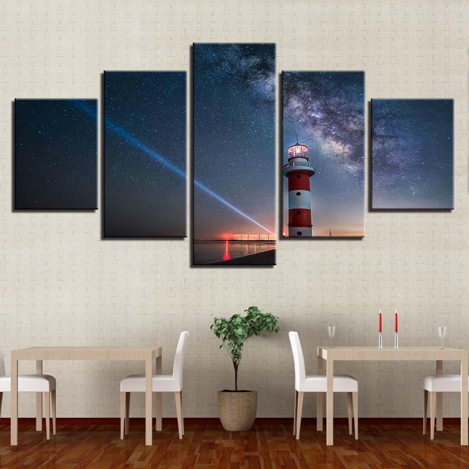 Beautiful Star Sky 5 Piece HD Multi Panel Canvas Wall Art Frame-Original Frame