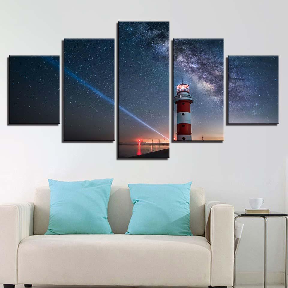 Beautiful Star Sky 5 Piece HD Multi Panel Canvas Wall Art Frame-Original Frame