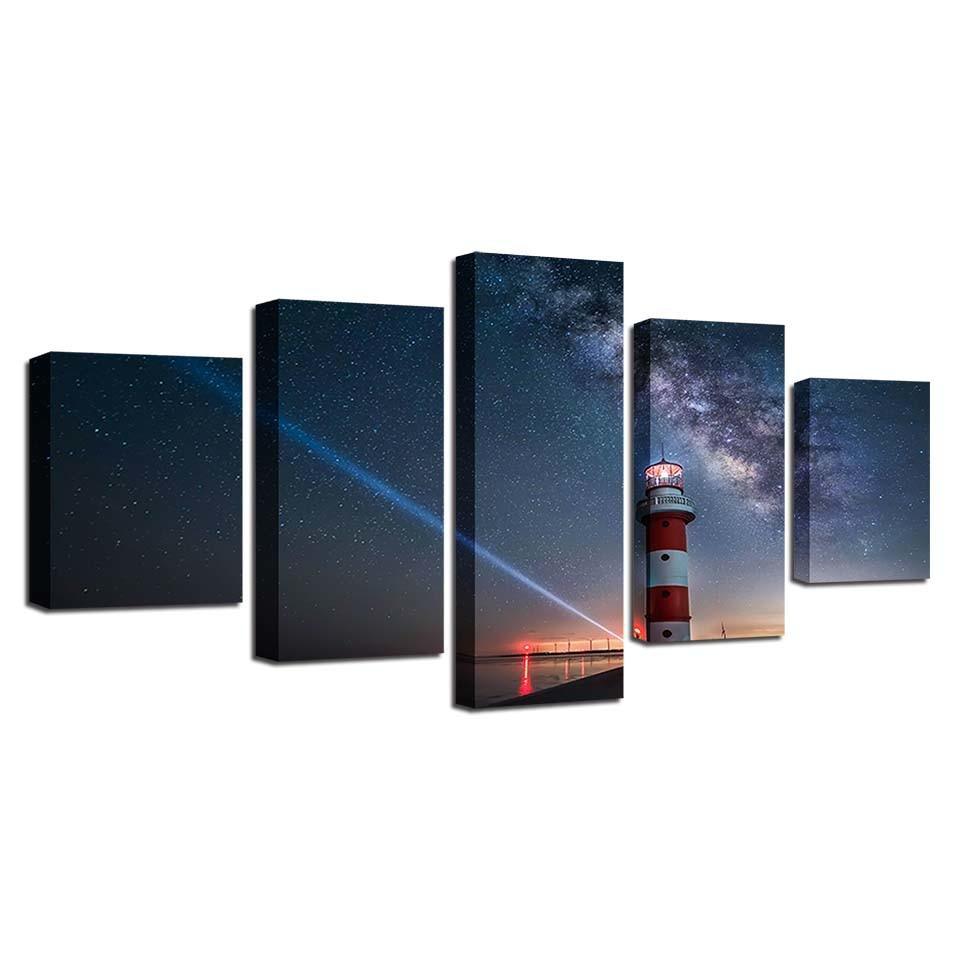 Beautiful Star Sky 5 Piece HD Multi Panel Canvas Wall Art Frame-Original Frame