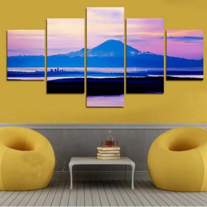 Mountains And Cloud Scenery 5 Piece HD Multi Panel Canvas Wall Art Frame-Original Frame