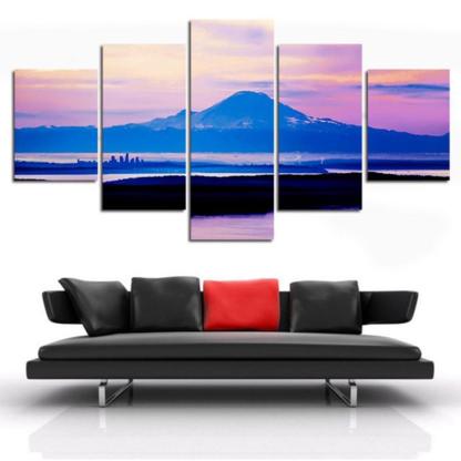 Mountains And Cloud Scenery 5 Piece HD Multi Panel Canvas Wall Art Frame-Original Frame