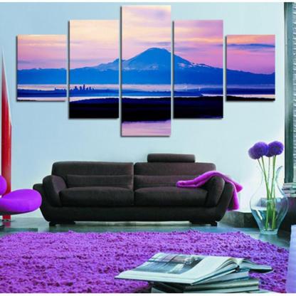 Mountains And Cloud Scenery 5 Piece HD Multi Panel Canvas Wall Art Frame-Original Frame