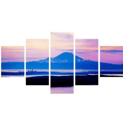 Mountains And Cloud Scenery 5 Piece HD Multi Panel Canvas Wall Art Frame-Original Frame