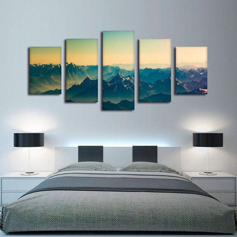 Mountains 5 Piece HD Multi Panel Canvas Wall Art Frame-Original Frame
