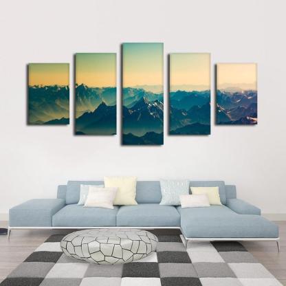 Mountains 5 Piece HD Multi Panel Canvas Wall Art Frame-Original Frame