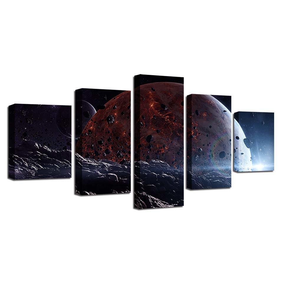 Unknown World  5 Piece HD Multi Panel Canvas Wall Art Frame-Original Frame