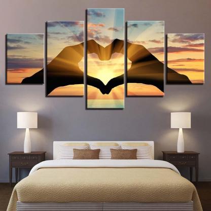 Sunrise 5 Piece HD Multi Panel Canvas Wall Art Frame-Original Frame