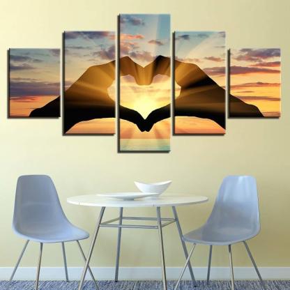 Sunrise 5 Piece HD Multi Panel Canvas Wall Art Frame-Original Frame