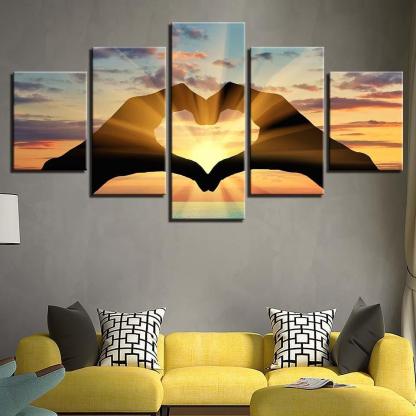 Sunrise 5 Piece HD Multi Panel Canvas Wall Art Frame-Original Frame